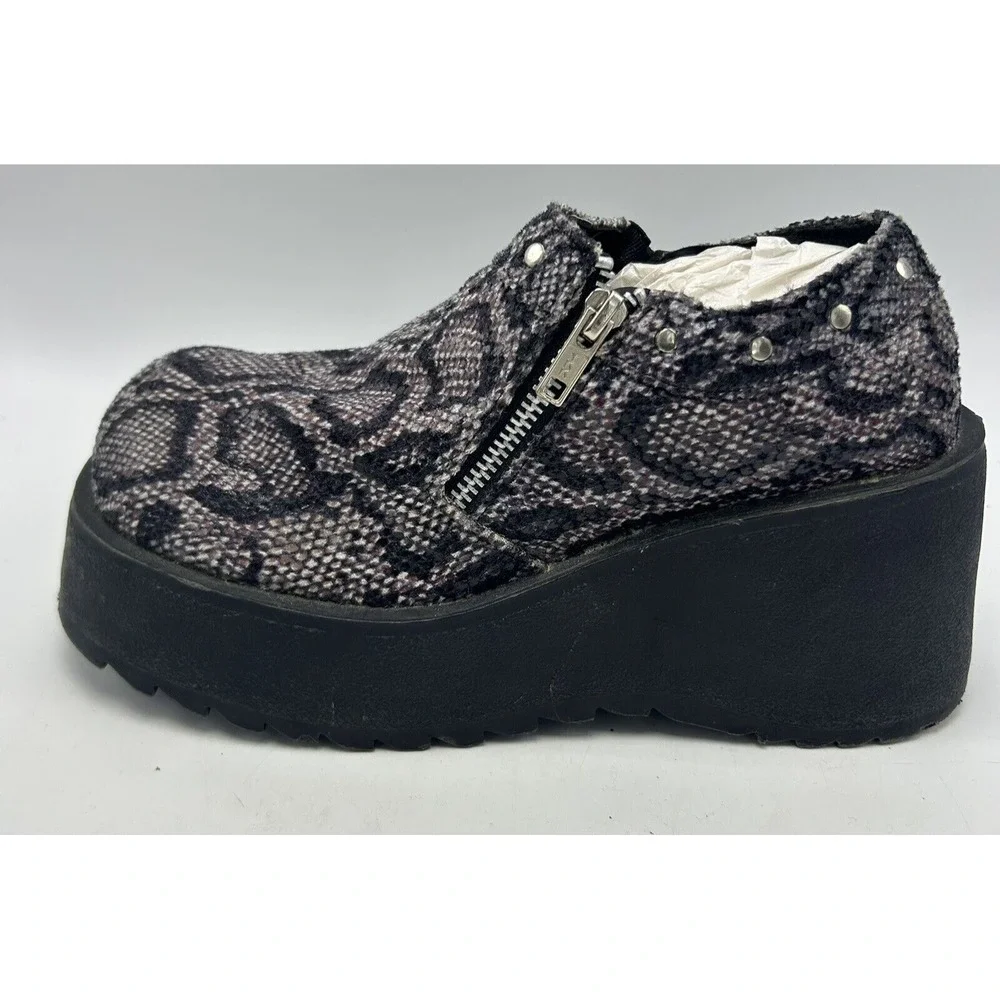 Vintage Loafers Womens 7.5 Y2K Chunky Platform Faux Snakeskin 90s Hippie Read